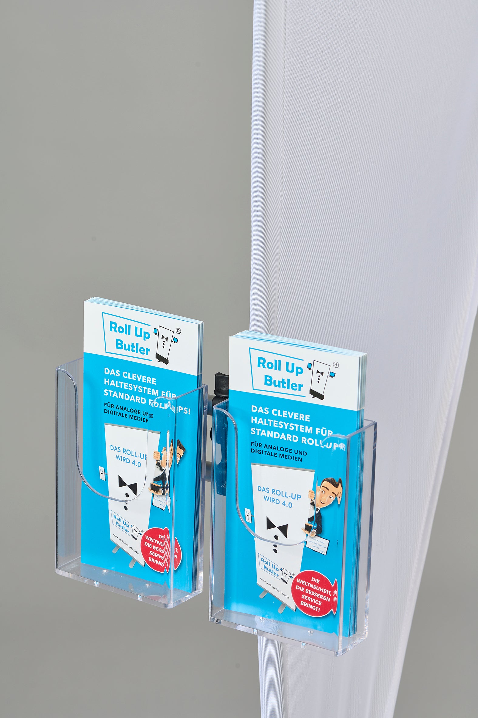 SYSBU 2 Prospekthalter Beachflag Roll-Up mit 2 DIN-Lang Acrylboxen