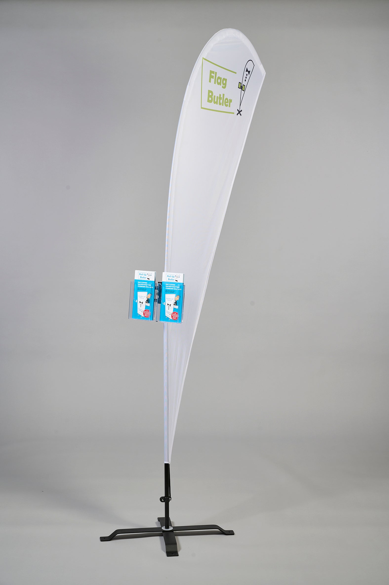 SYSBU 2 Prospekthalter Beachflag Roll-Up mit 2 DIN-Lang Acrylboxen