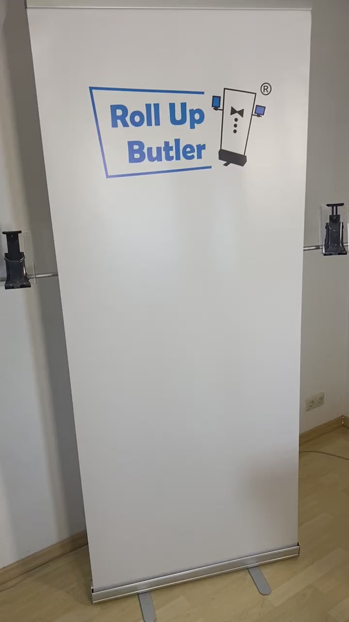 Roll-Up Butler Premium Set with 2 DIN-Long Acrylic Brochure Boxes