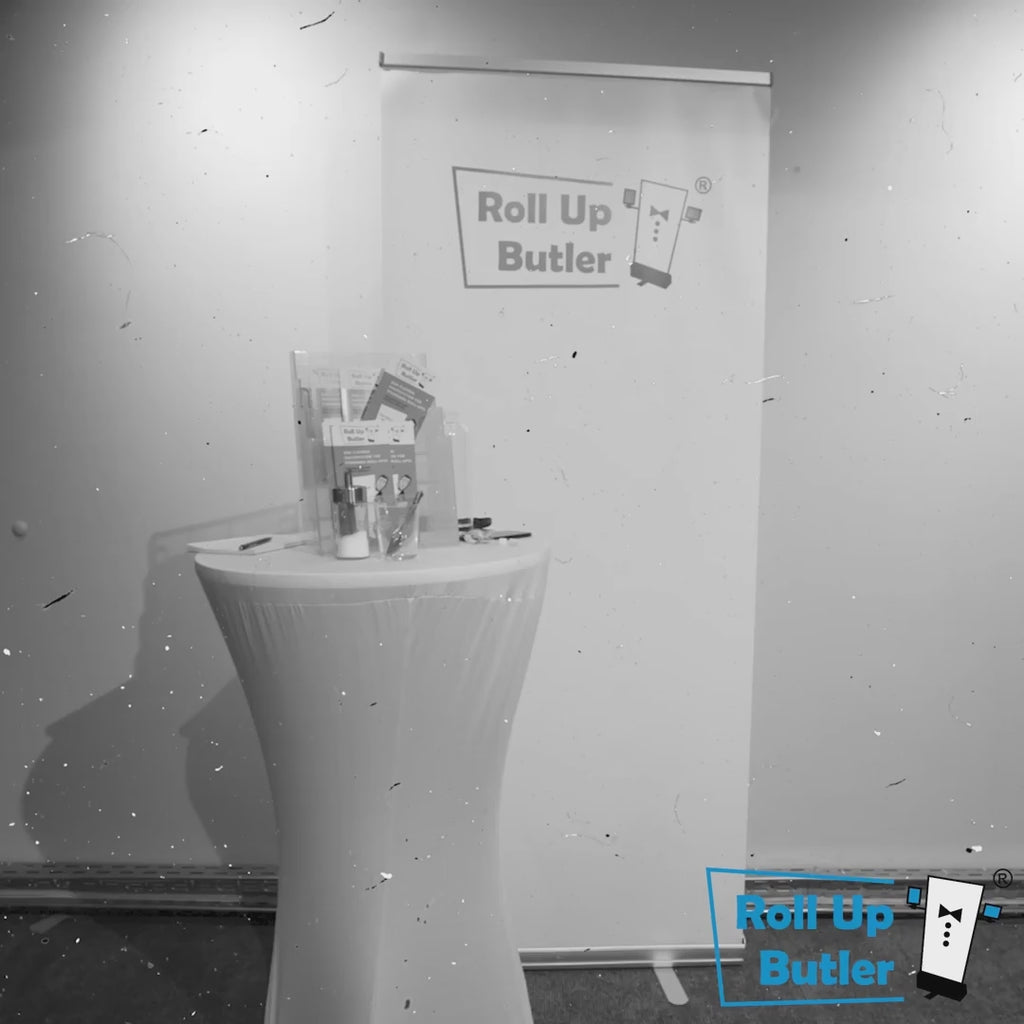 Roll-Up Butler Premium Set with 2 DIN-Long Acrylic Brochure Boxes