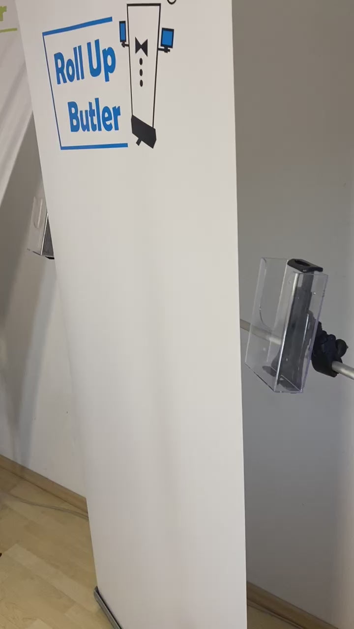 Roll-Up Butler Premium Set with 2 DIN-Long Acrylic Brochure Boxes
