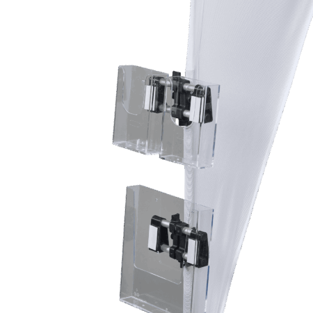 2 Flyerhalter DIN lang und 1 Prospekthalter DIN A4 für Roll ups und Flags im Doppelset Messeartikel (Sysbu 2+3)